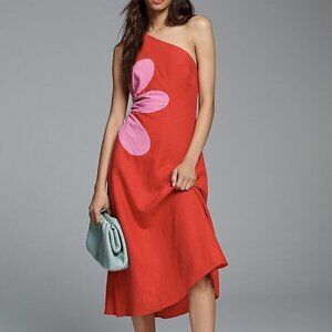 Farm Rio One-Shoulder Cutout Flower Dress Red size M